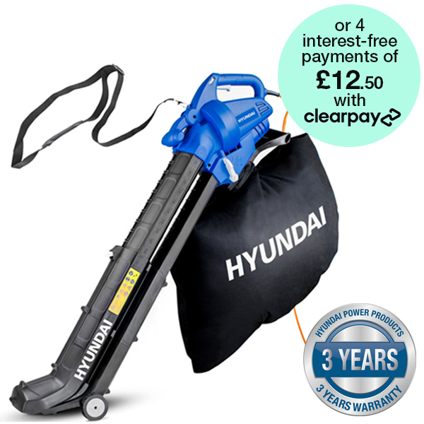 Hyundai 3000w Leaf Blower, Vacuum, Shredder, 3-Speed Variable Power, 45L Bag, 12m Cable, 3-in-1 | HYBV3000E